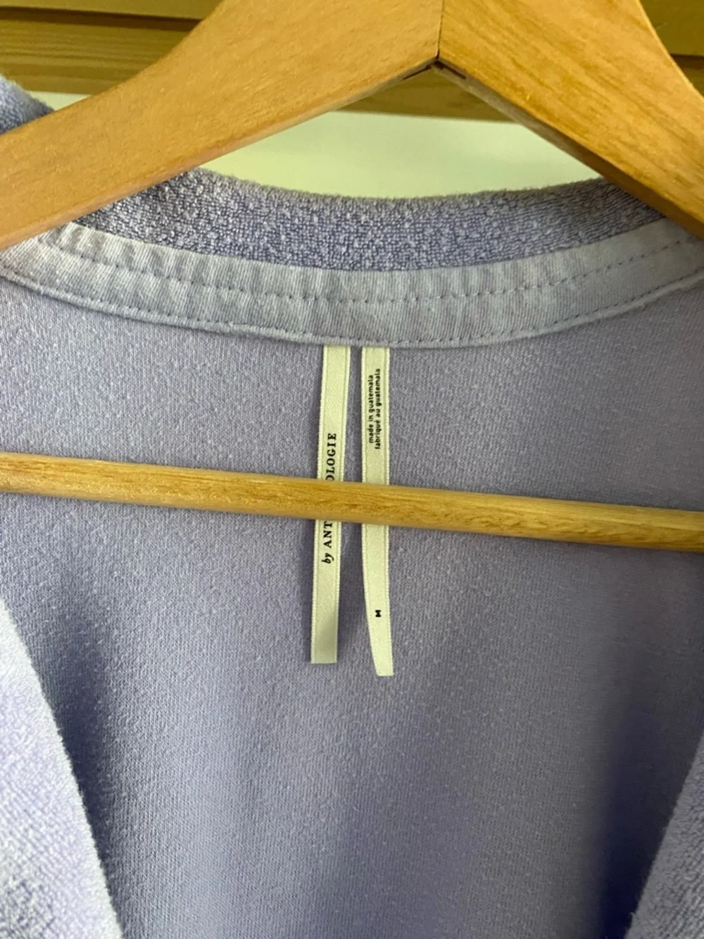 Anthropologie Lavender Purple Terrycloth Oversized Boxy Button Down Top Medium - Picture 9 of 12